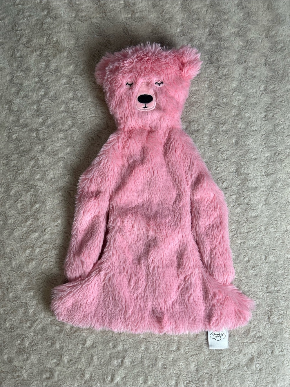 Slumberkins Pink Peony Honey Bear Lovey Flat Security Blanket Plush Toy Teddy